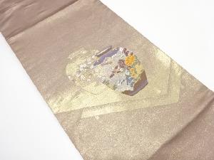 壺に花鳥模様織り出し　開き名古屋帯（額縁仕立て）